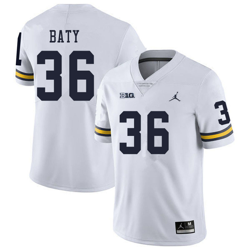 Men #36 Ramsey Baty Michigan Wolverines College Football Jerseys Sale-White